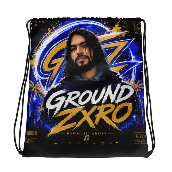 Ground Zxro Blue & Gold GZ Drawstring Bag