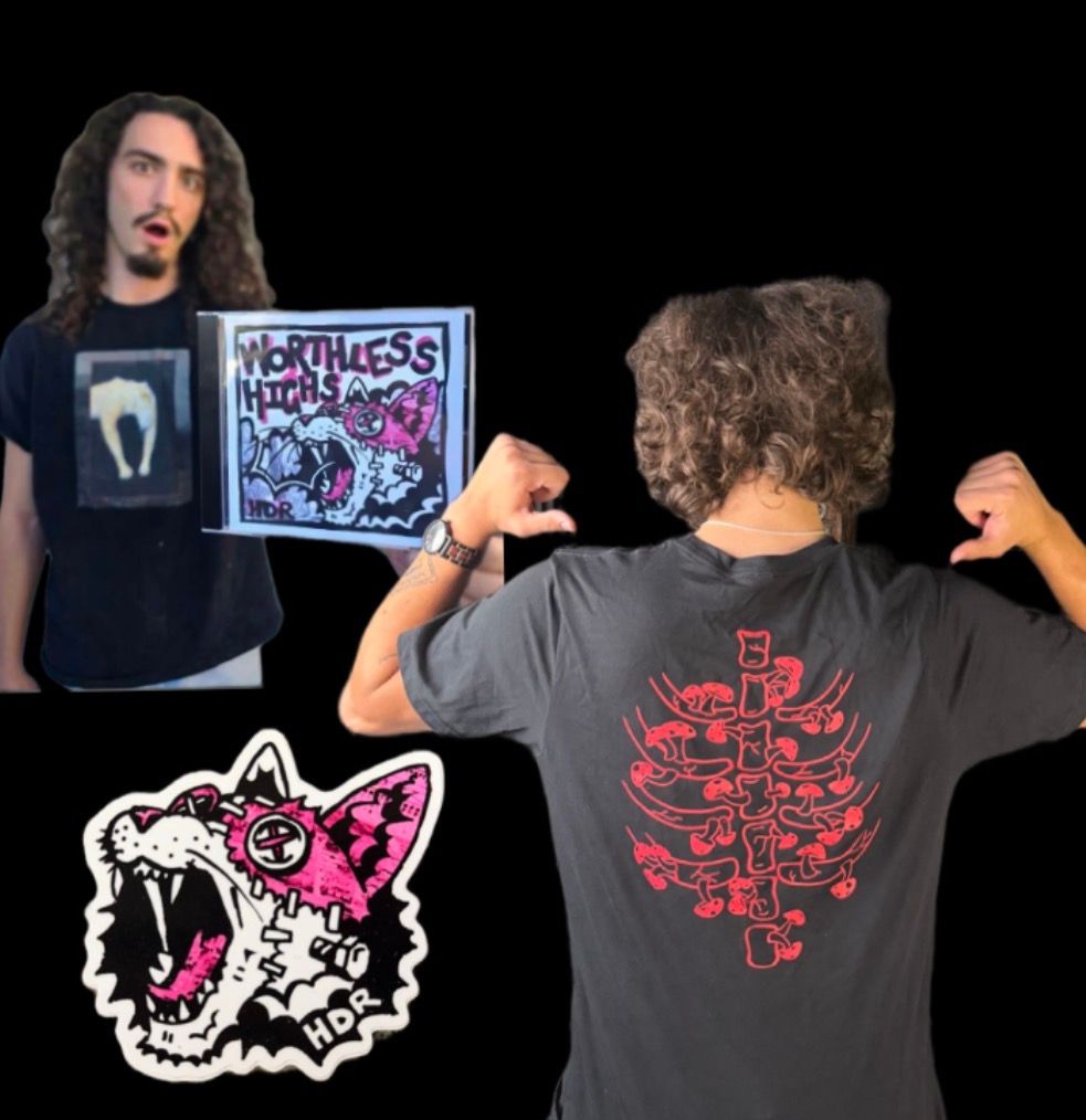 Mushrooms On My Spine Shirt + Signed CD + Sticker