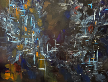 "Echoes in Motion", Acrylic, 30"h x 40"w. Copyright 2025 Cheryl Kaldahl.  All rights reserved.
