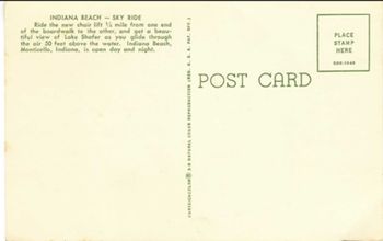 Back of post card -- Sky Ride.
