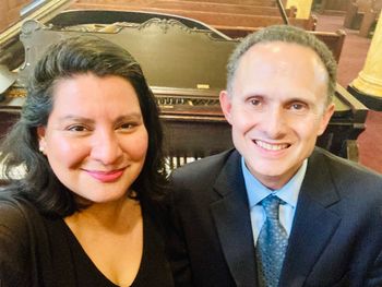 With my husband and studio assistant, Gino Marcheselli, at my Chopin piano-lecture held at Our Lady of Mount Carmel Church in Springfield
