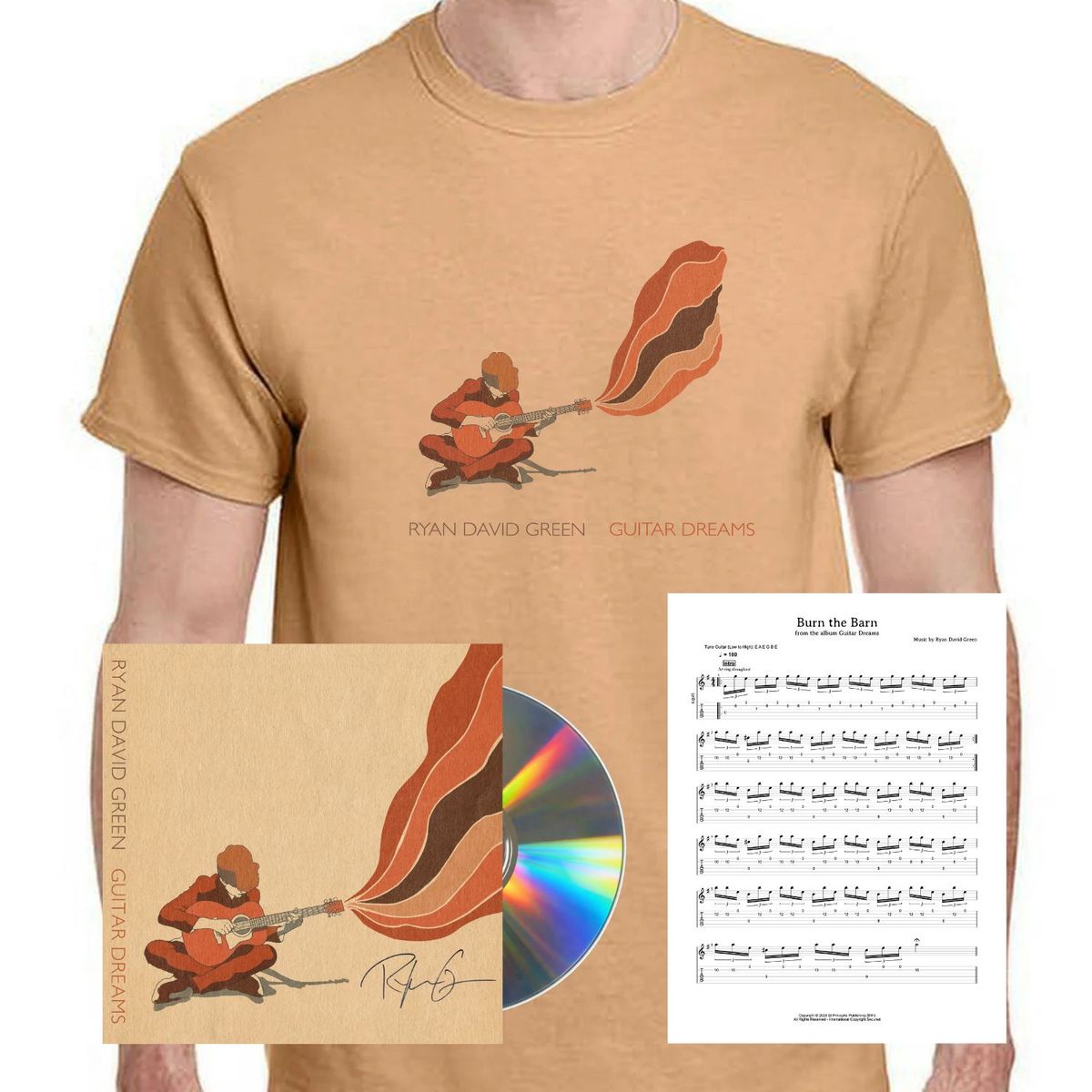 T-Shirt + Guitar TAB Book PDF + Signed CD