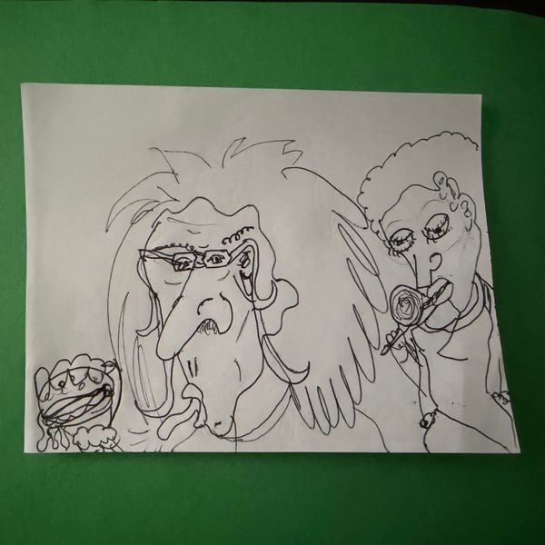 Mini Hand Drawn - Of Two Characters Eating