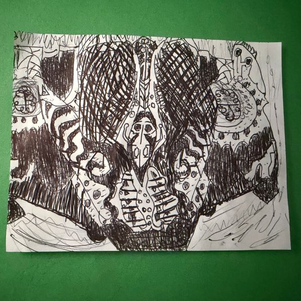 Mini Hand Drawn - Alien Cave Painting 