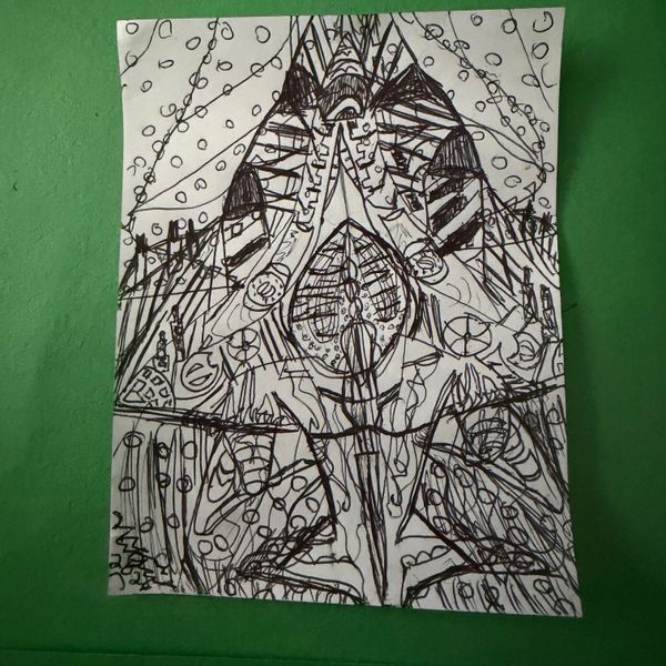 Mini Hand Drawn - Wrecked Space Jungle Plane 