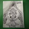 Mini Hand Drawn Art - Two Space Turtles 