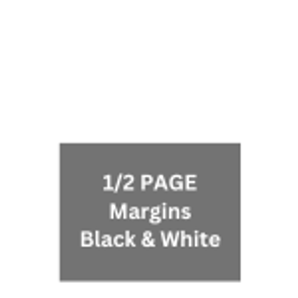Half Page 7-1/2x4-7/8", black & white 