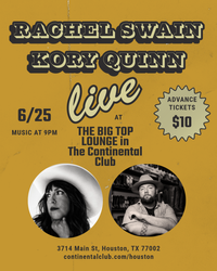 Rachel Swain and Kory Quinn at The Big Top Lounge in the Continental Club, Houston
