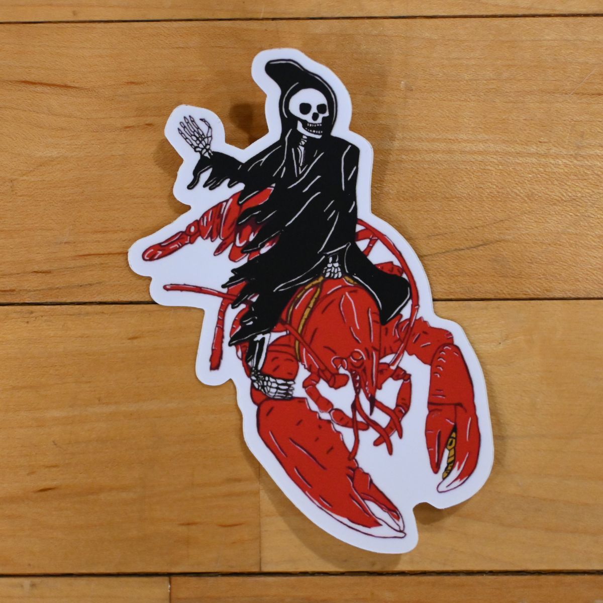 "Lobster Riding Reaper" Die Cut Sticker