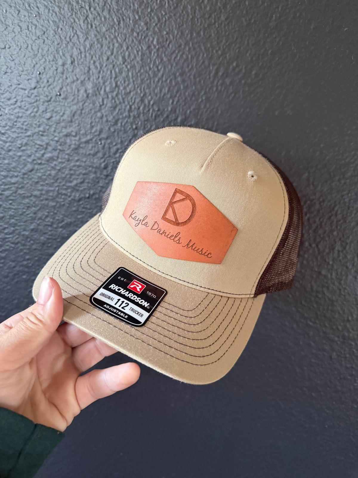 Khaki Leather Patch Hat