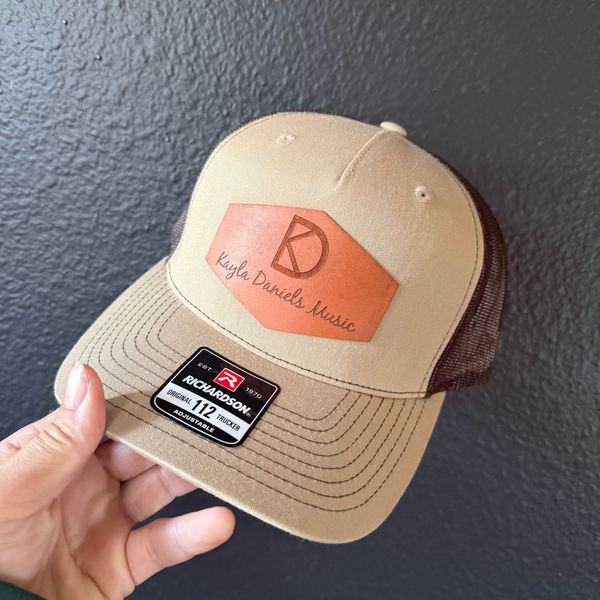Khaki Leather Patch Hat
