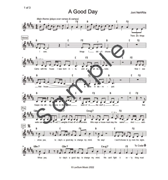 A Good Day - lead sheet