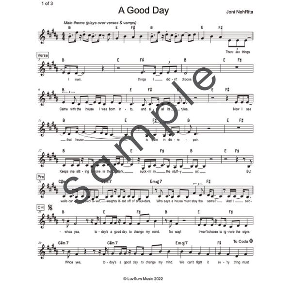 A Good Day - lead sheet