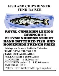 Good Friday Port Arthur Branch No 5's Fish and Chips Dinner Fundraiser