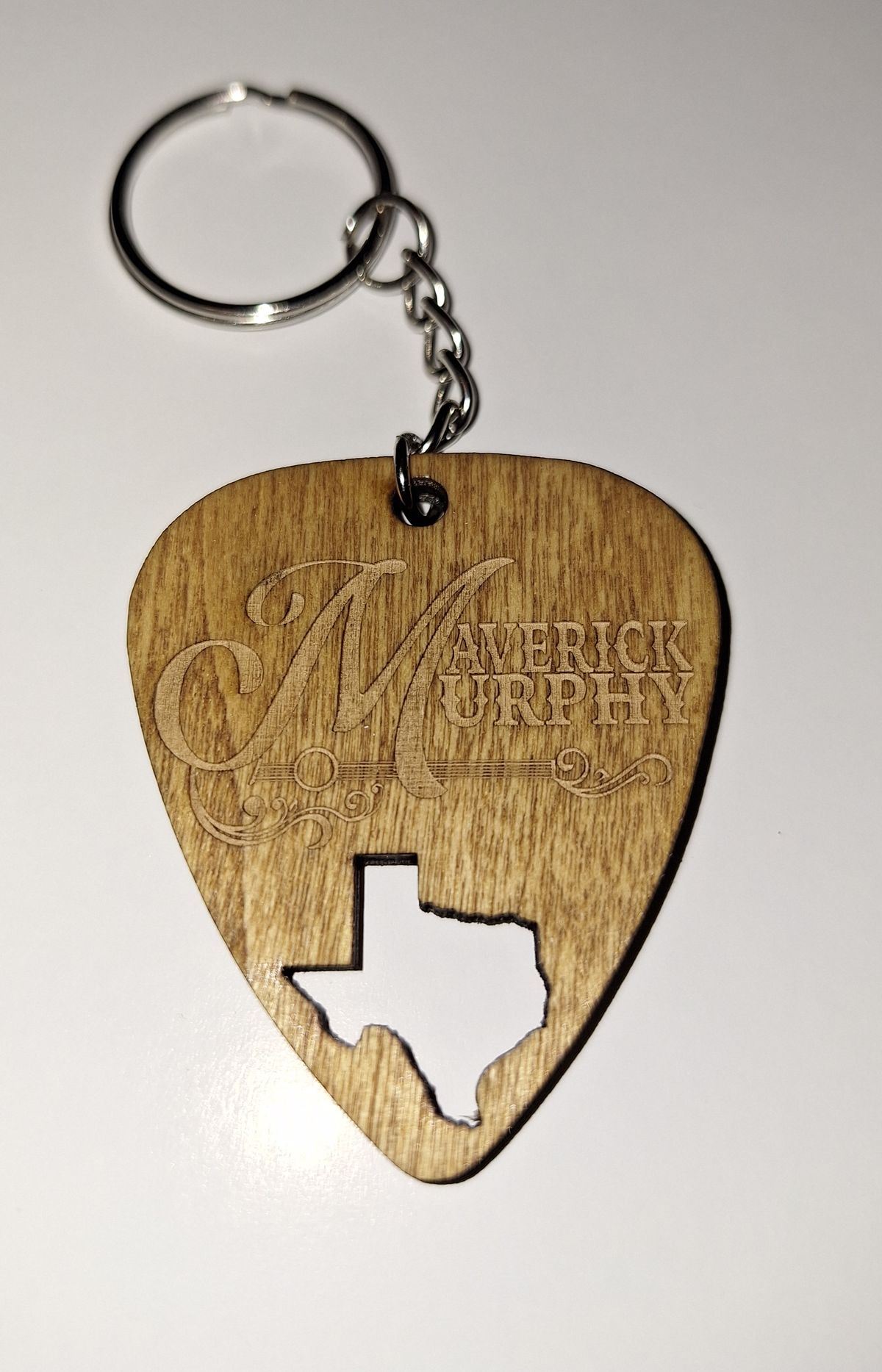 Wooden Guitar Pick Keychain (2x2) KC02