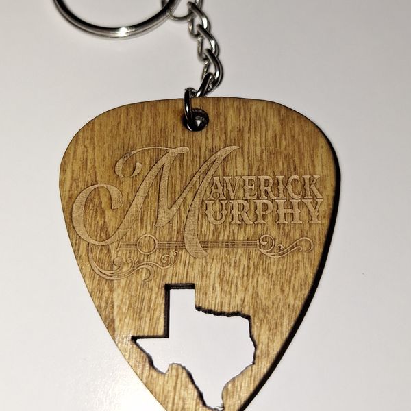Wooden Guitar Pick Keychain (2x2) KC02