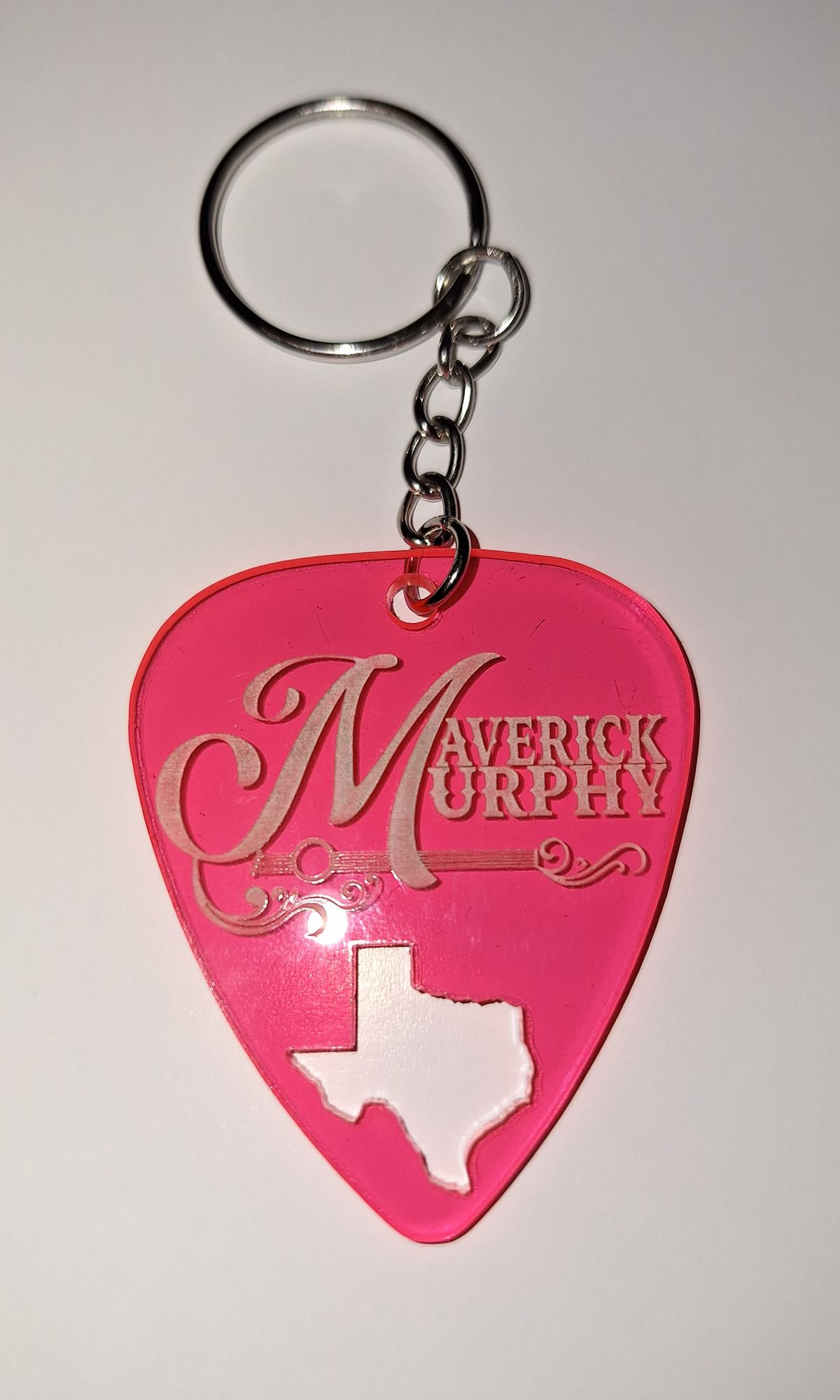 Hot Pink Acrylic Guitar Pick Keychain (2x2) KC01