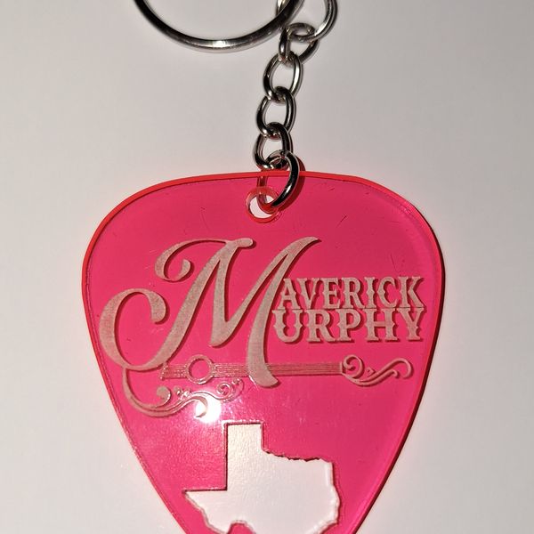 Hot Pink Acrylic Guitar Pick Keychain (2x2) KC01