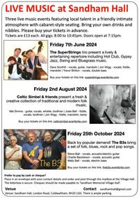 The B3's - I'm co-hosting and introducing the gig with a couple of numbers - see flyer for ticket details