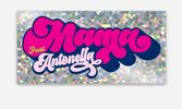 MAMA rectangular silver holographic logo sticker
