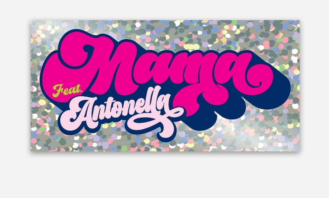 MAMA rectangular silver holographic logo sticker