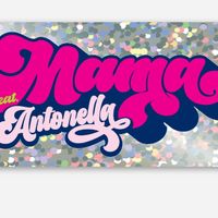 MAMA rectangular silver holographic logo sticker