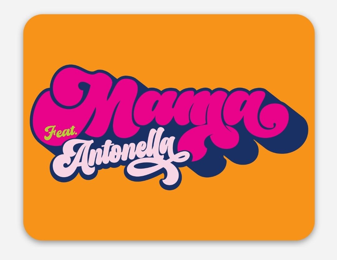 MAMA rectangular matte orange sticker 