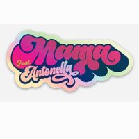 MAMA pink-toned holographic shape logo sticker