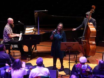 At The Bradley Symphony Center with Donna Woodall, photo by Jonathan Kirn, Milwaukee Symphony Orchestra
