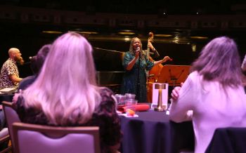 At The Bradley Symphony Center with Donna Woodall, photo by Jonathan Kirn, Milwaukee Symphony Orchestra
