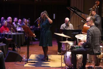 At The Bradley Symphony Center with Donna Woodall, photo by Jonathan Kirn, Milwaukee Symphony Orchestra

