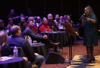 At The Bradley Symphony Center with donna Woodall, photo by Jonathan Kirn, Milwaukee Symphony Orchestra

