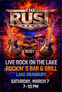 Rust Band - ON THE Lake! Saturday March 7th, 2026. Rockin's on The Lake Bar & Grill.