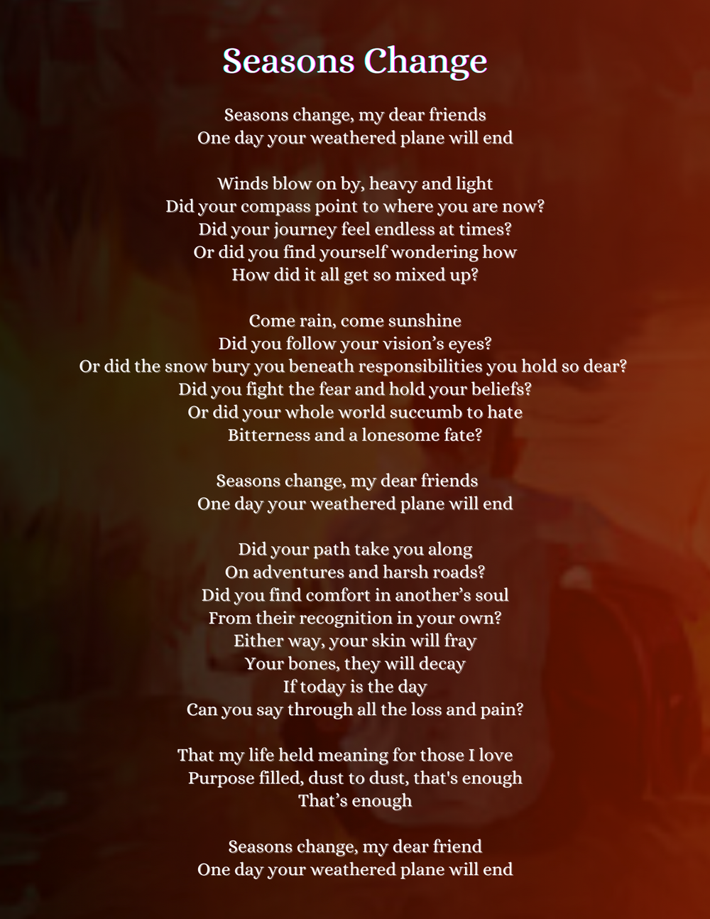 Fever Fields - Seasons Change (Lyrics) - Written & Composed by Duncan Allan