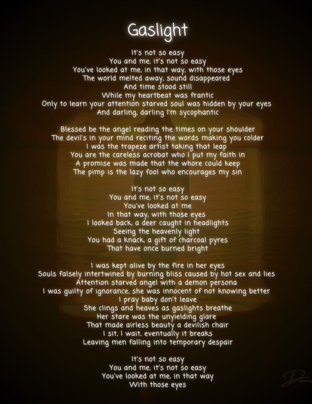 Fever Fields - Gaslight (Lyrics) - Written & Composed by Duncan Allan