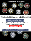 70 Pcs Military Magnets  2.5 round 