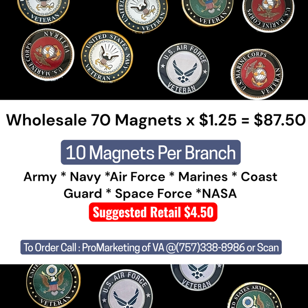 70 Pcs Military Magnets  2.5 round 