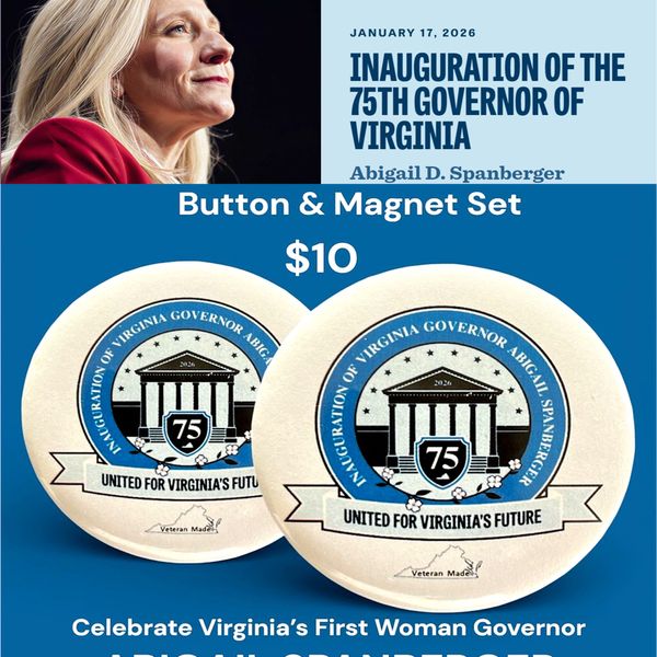 Governor Spanberger Inauguration buttons and magnet set 
