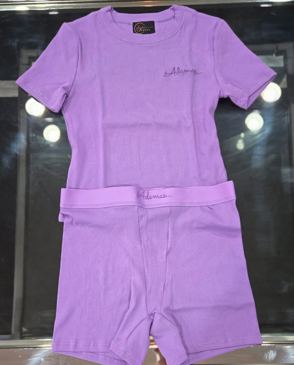 Adamas... 2 Piece Lounge Shorts Set (Purple)