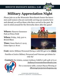 Military Appreciation Night at Worcester Bravehearts Game
