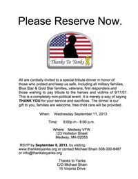 Thanks to Yanks --Tribute Dinner to Military Members and their Families