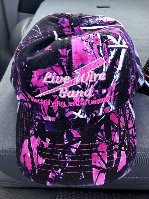 Live Wire Ladies Pink Camo hat logo stitched