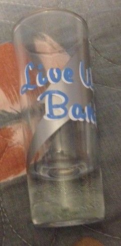 Live Wire tall Shooter Shot Glass Blue/White logo