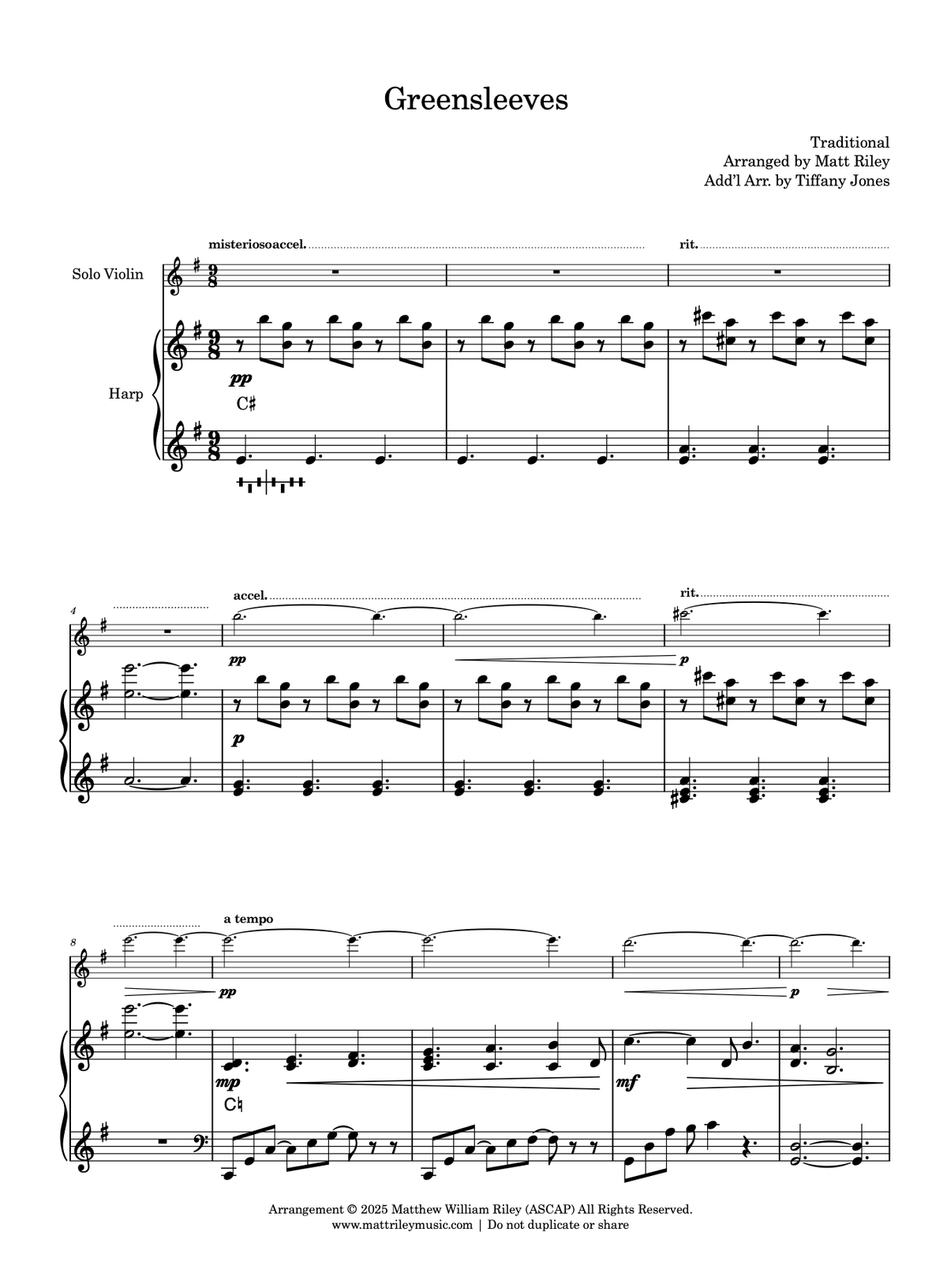 Greensleeves - Harp and Violin