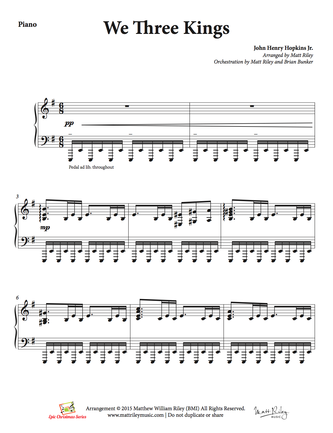 We Three Kings - Piano Accompaniment Sheet Music(PDF)