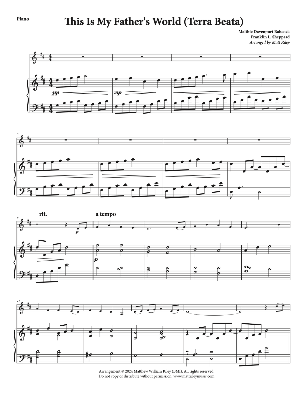 This Is My Father's World (Terra Beata) - Piano Accompaniment Sheet Music