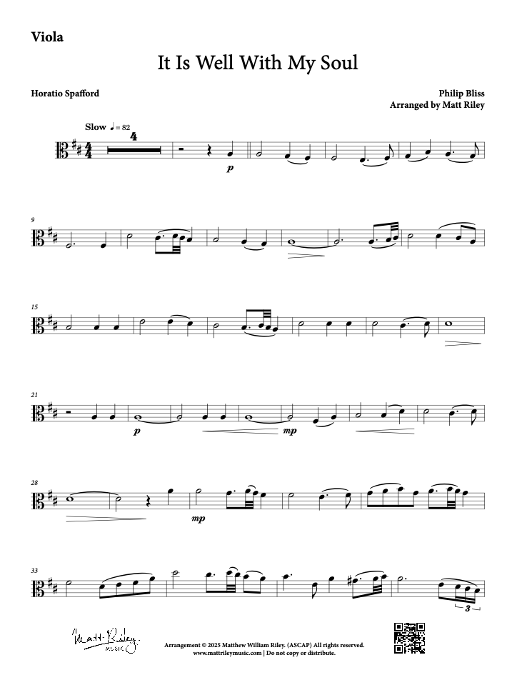 It Is Well With My Soul - Viola Sheet Music
