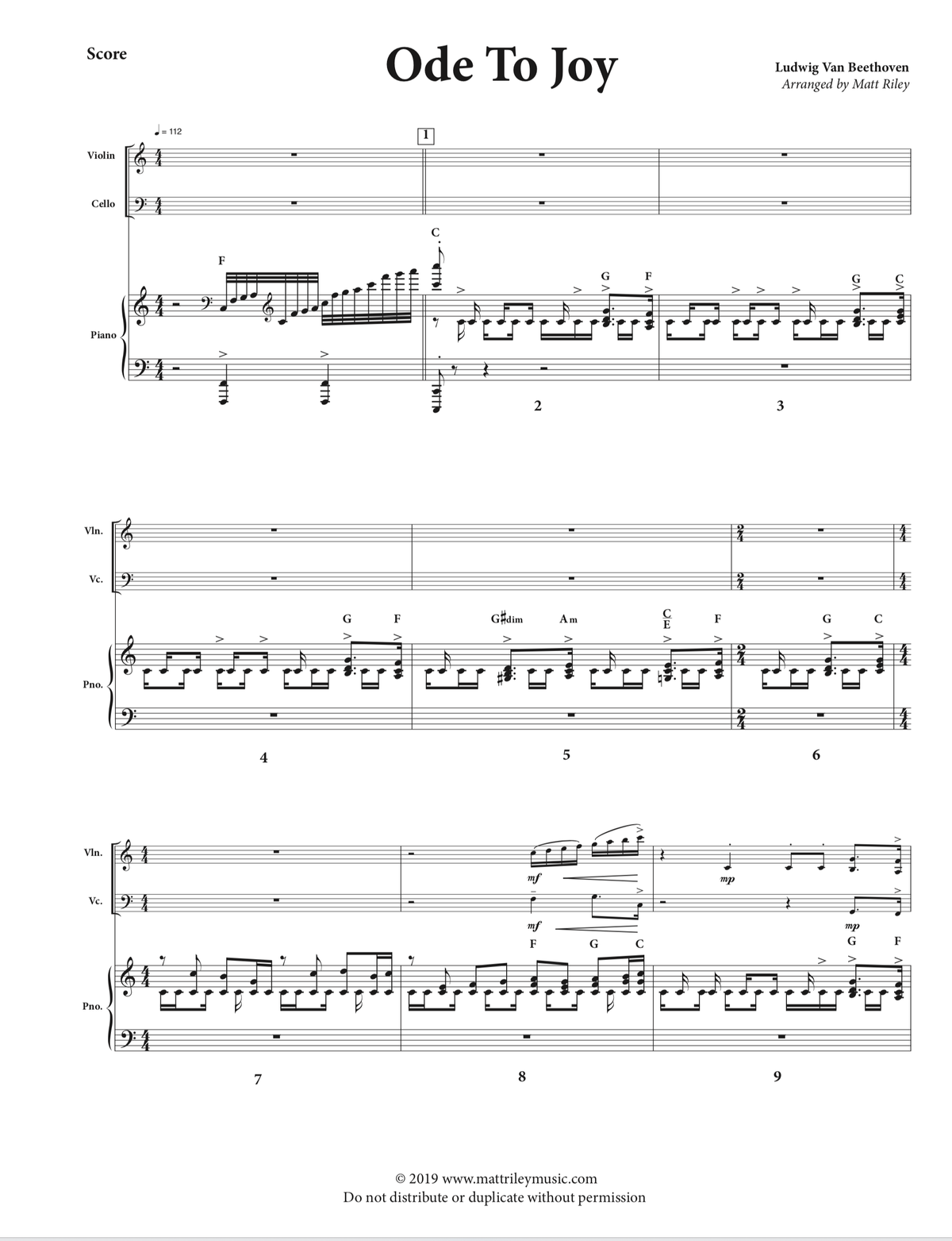 Ode To Joy - Piano Trio