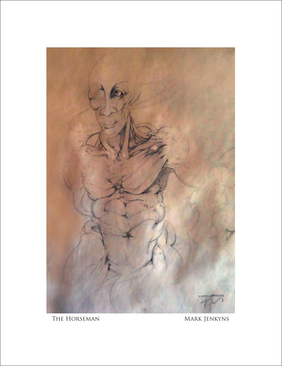 THE HORSEMAN (Full Body| | Image  4.75”x6.75”/ White frame 8.75”x 10.75”