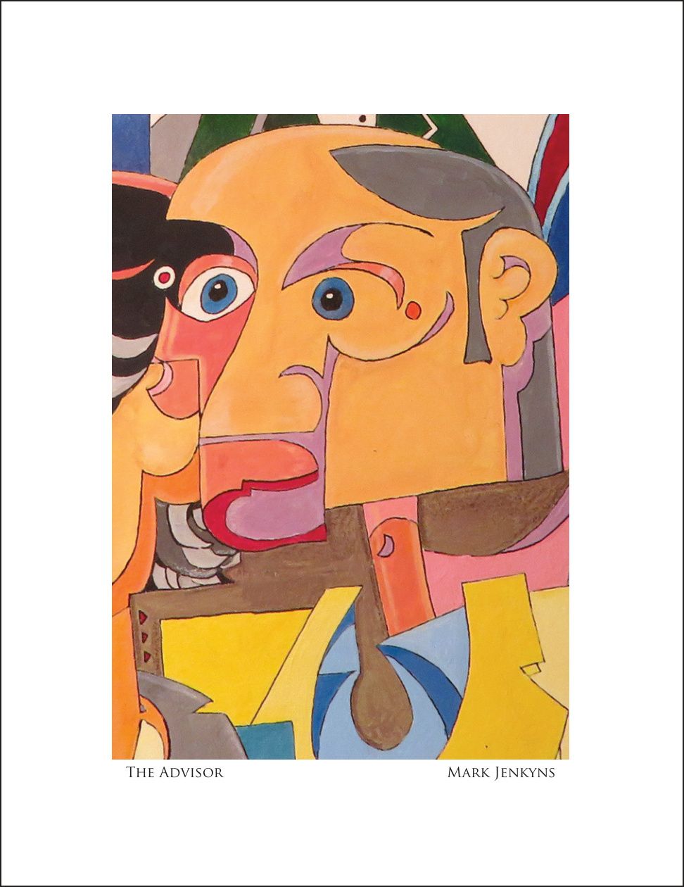 The Advisor | Image 4.75”x6.75”/ White frame 8.75”x 10.75”